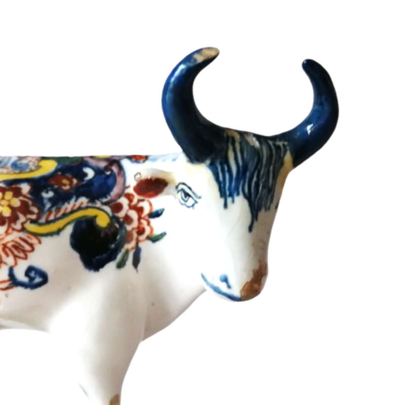 Delft Antique De Griekse A Polychrome Cow 1701-1722