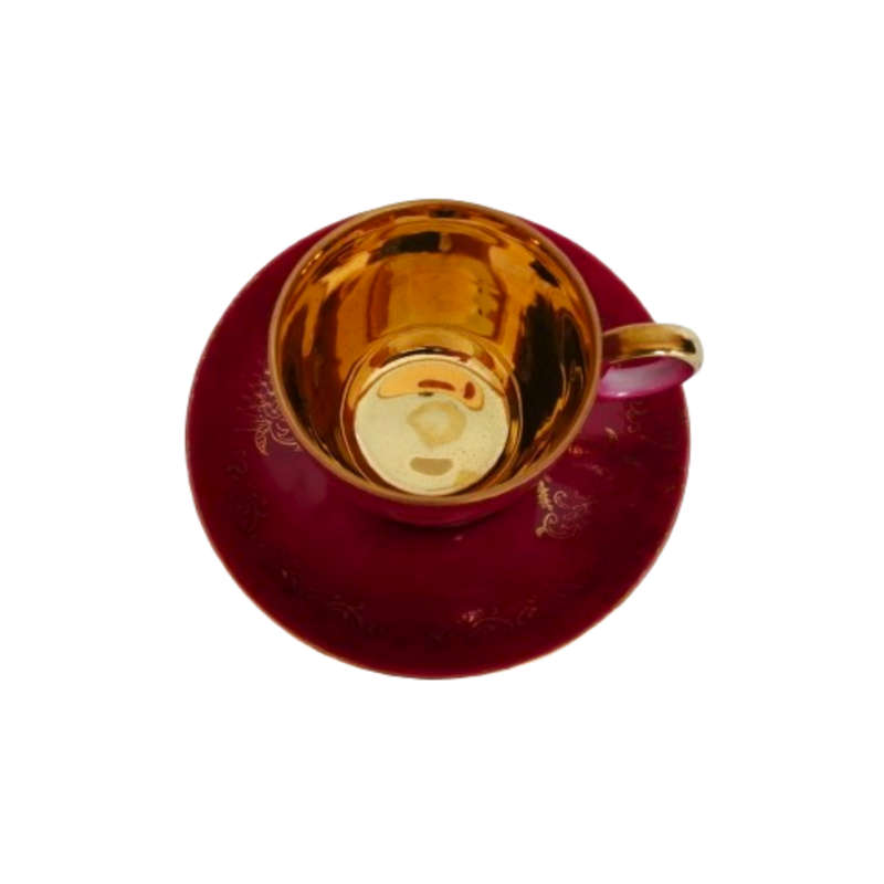 Royal Vermont Red and Gold Cup and Saucer Duo