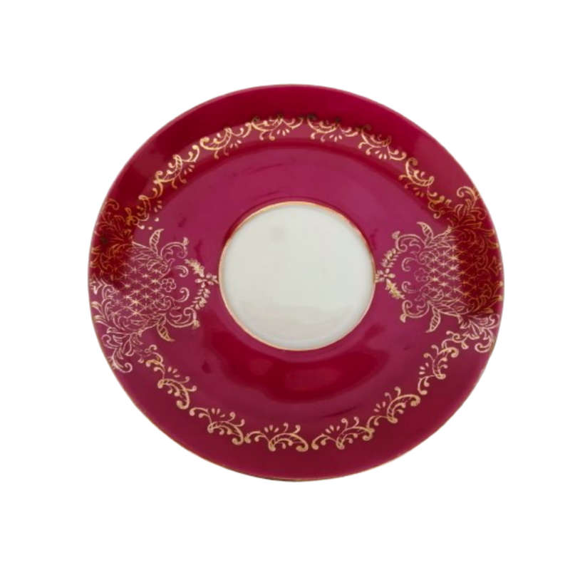 Royal Vermont Red and Gold Cup and Saucer Duo