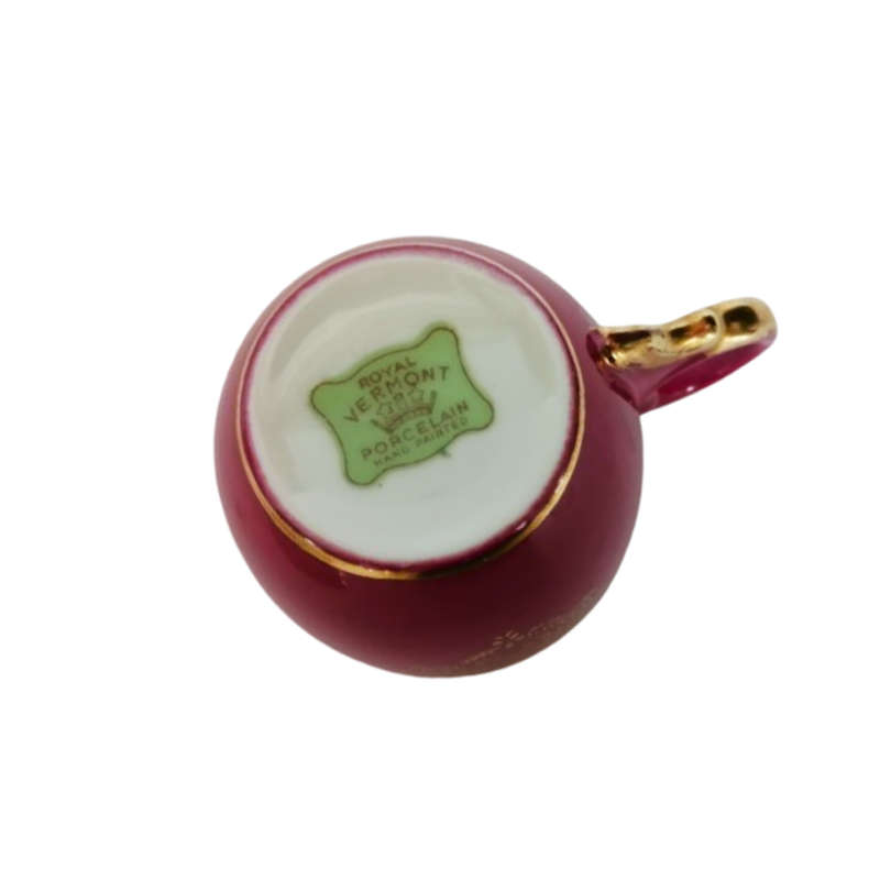 Royal Vermont Red and Gold Cup and Saucer Duo