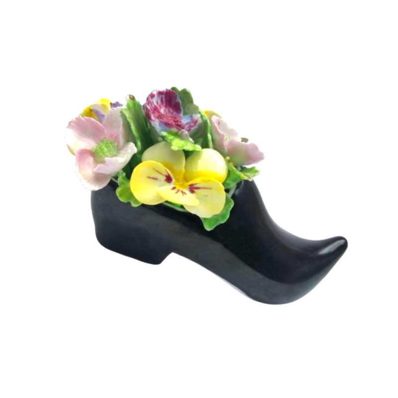 Denton Staffordshire Fine Bone China Black Shoe full with Flowers