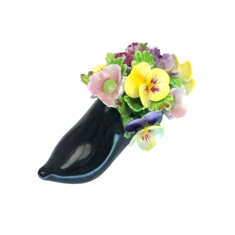 Denton Staffordshire Fine Bone China Black Shoe full with Flowers
