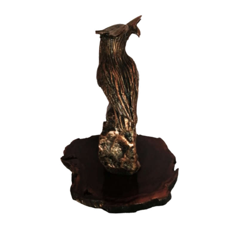 Bushcalls Cold Bronze Kingfisher Statue on Wooden Base