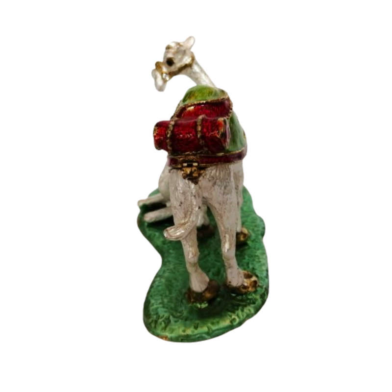 Egyptian Zinc Metal Enamel Hand-Painted Trinket Holder - Rhinestone Inlaid Camel with Calf