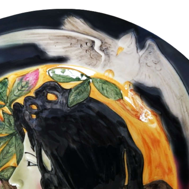 Huge Antique German Jugendstil - Art Nouveau Majolica Wall Plaque Charger c.1890-1920.