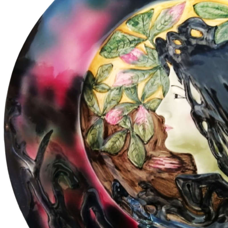 Huge Antique German Jugendstil - Art Nouveau Majolica Wall Plaque Charger c.1890-1920.
