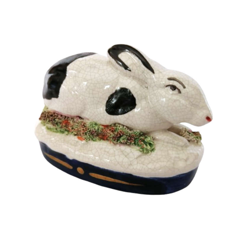 Staffordshire Style pair of Old Rabbits Hares