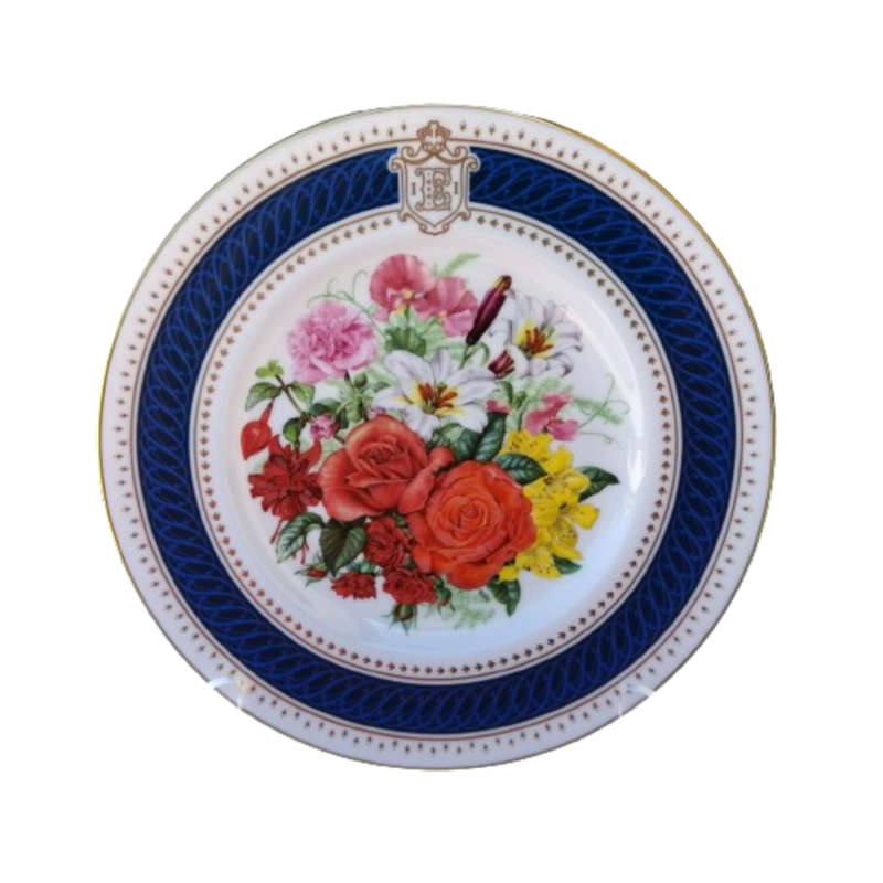 Royal Crown Derby Queen Elizabeth`s 60th Royal Birthday Bouquet Plate, c. 1986
