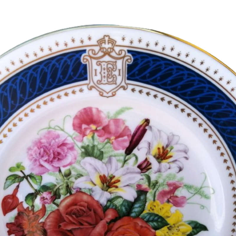 Royal Crown Derby Queen Elizabeth`s 60th Royal Birthday Bouquet Plate, c. 1986
