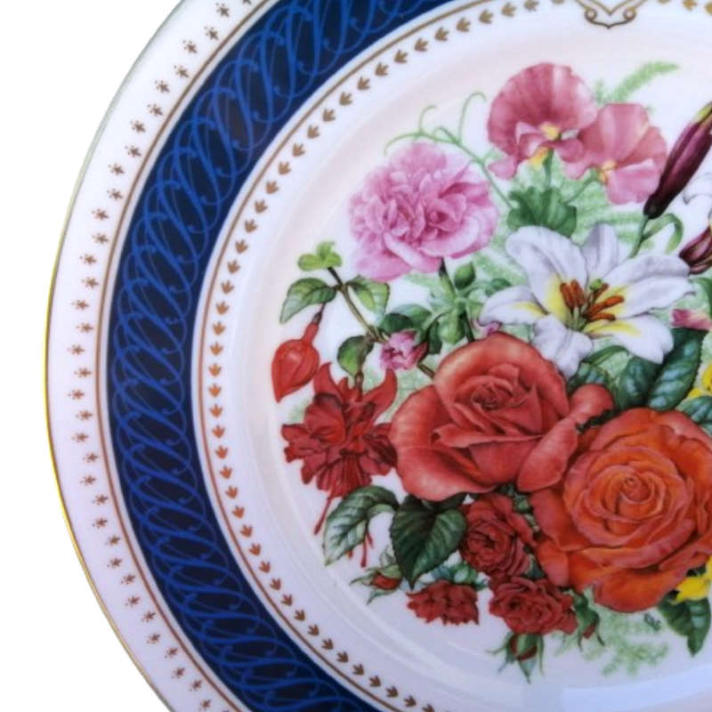 Royal Crown Derby Queen Elizabeth`s 60th Royal Birthday Bouquet Plate, c. 1986
