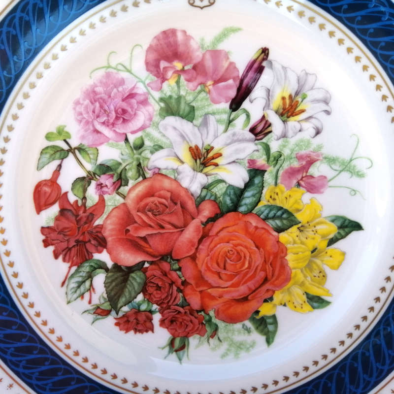 Royal Crown Derby Queen Elizabeth`s 60th Royal Birthday Bouquet Plate, c. 1986