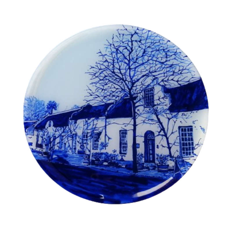 Large Delft Dutch House Glass Plate By J.Anderson