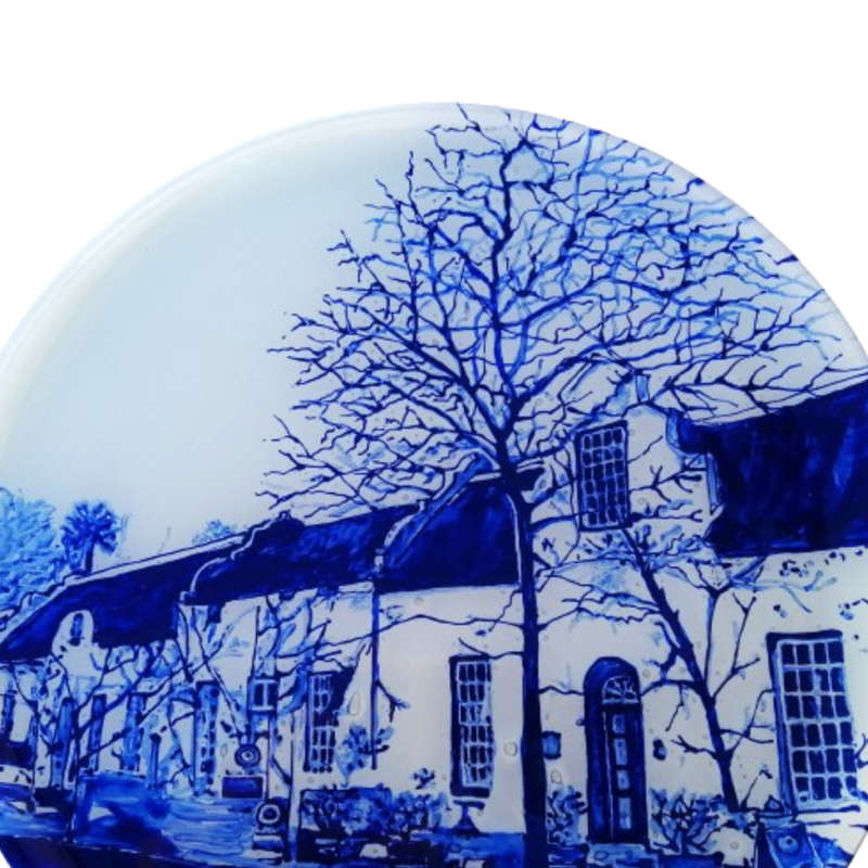 Large Delft Dutch House Glass Plate By J.Anderson