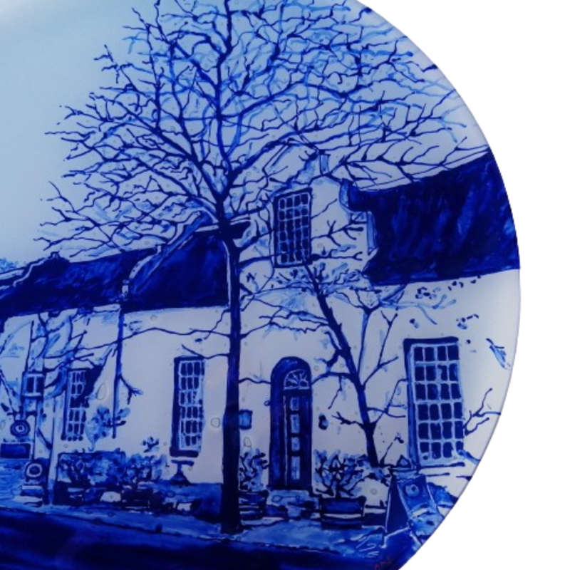 Large Delft Dutch House Glass Plate By J.Anderson