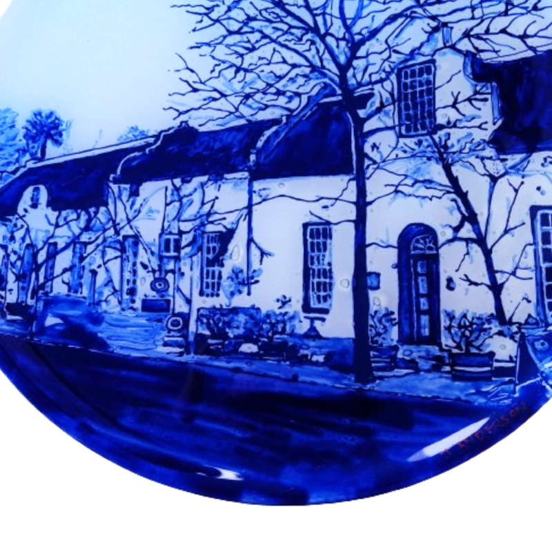 Large Delft Dutch House Glass Plate By J.Anderson