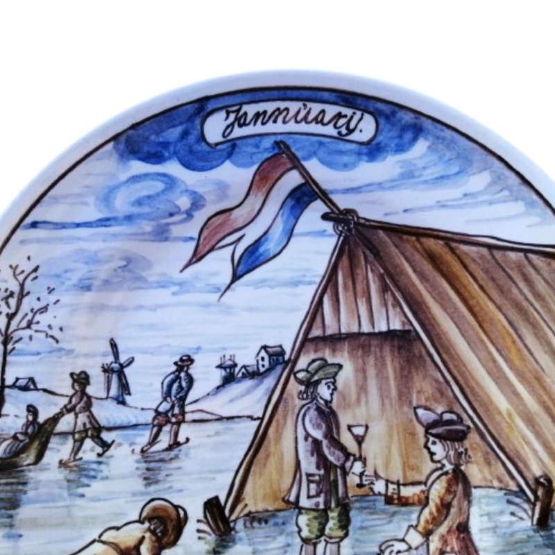 Old Delft Calendar Plate January plate