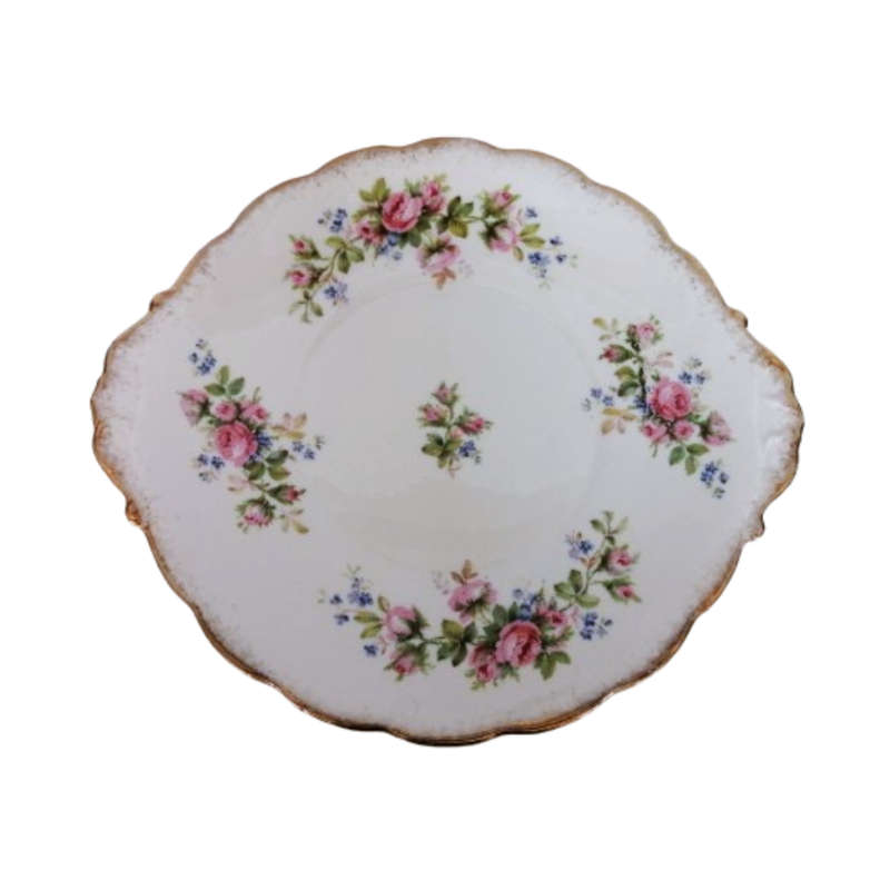 Roslyn China Cake Plate Fine Bone China Moss Rose