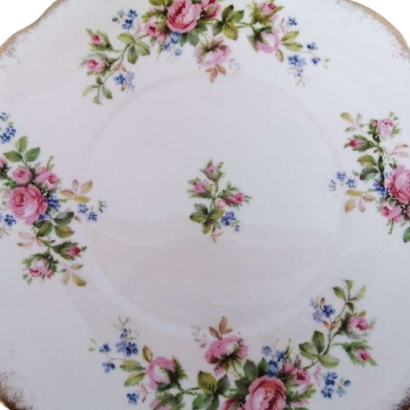 Roslyn China Cake Plate Fine Bone China Moss Rose