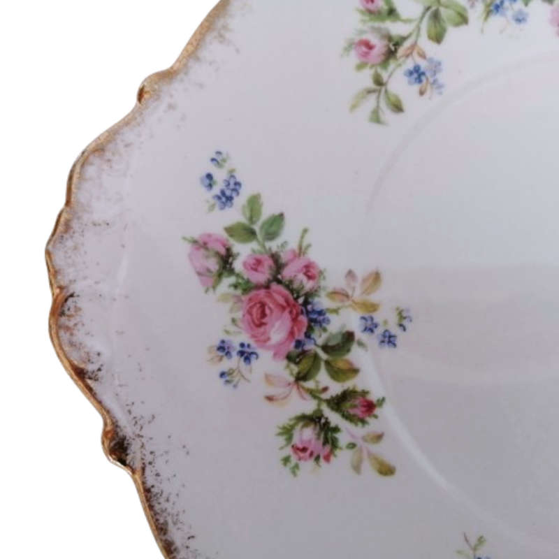 Roslyn China Cake Plate Fine Bone China Moss Rose