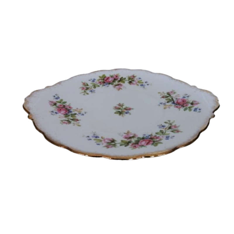 Roslyn China Cake Plate Fine Bone China Moss Rose