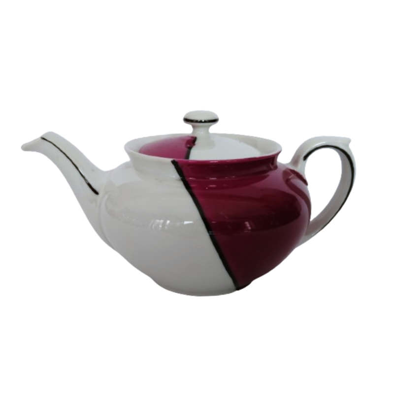 Protea China Tea Pot Burgundy on white