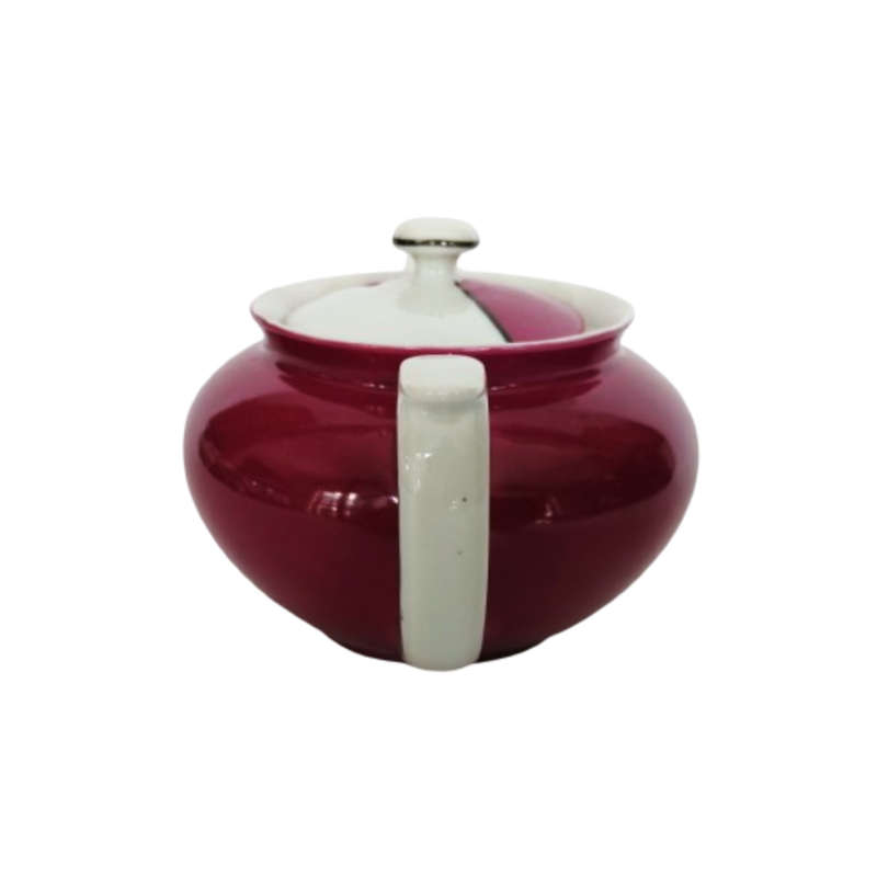 Protea China Tea Pot Burgundy on white