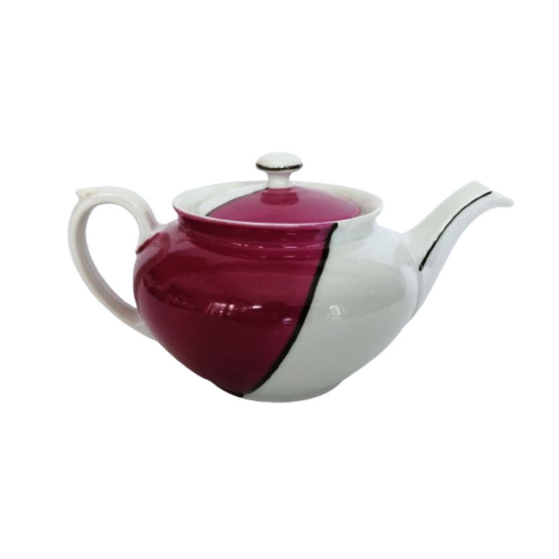Protea China Tea Pot Burgundy on white