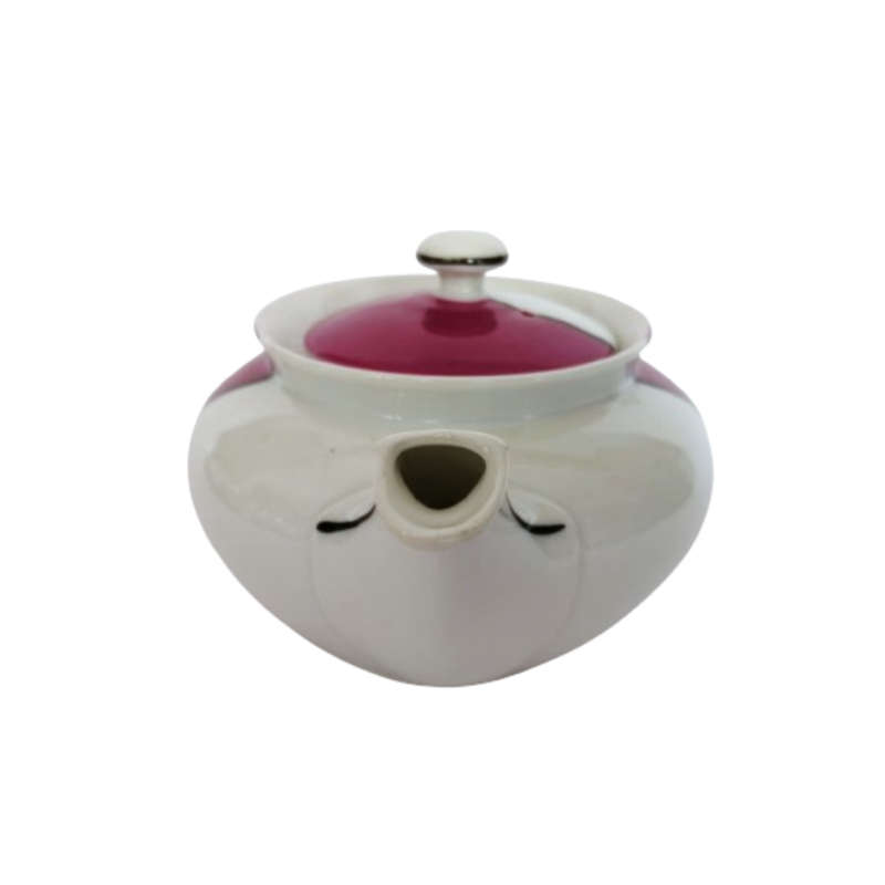 Protea China Tea Pot Burgundy on white