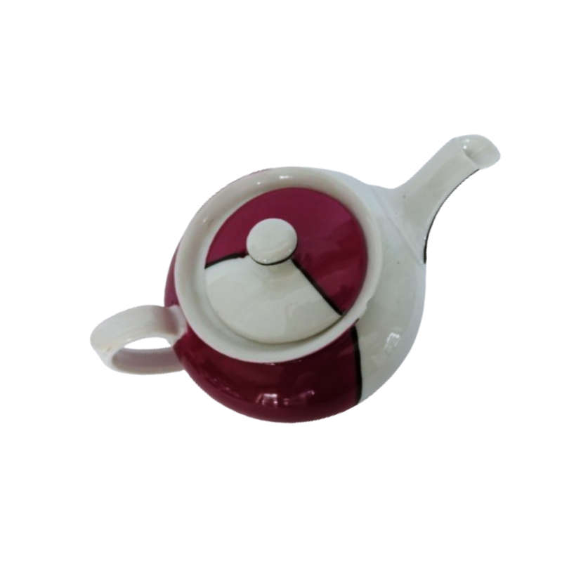 Protea China Tea Pot Burgundy on white