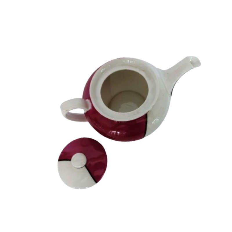 Protea China Tea Pot Burgundy on white