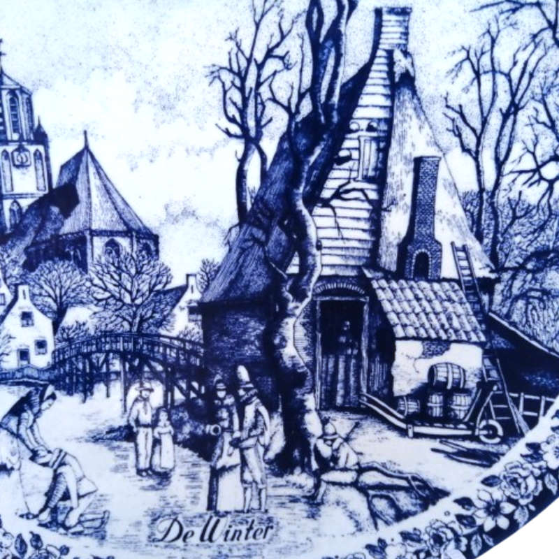 Delft Chemkefa Delfts Blauw De Winter ceramic wall hanging plate