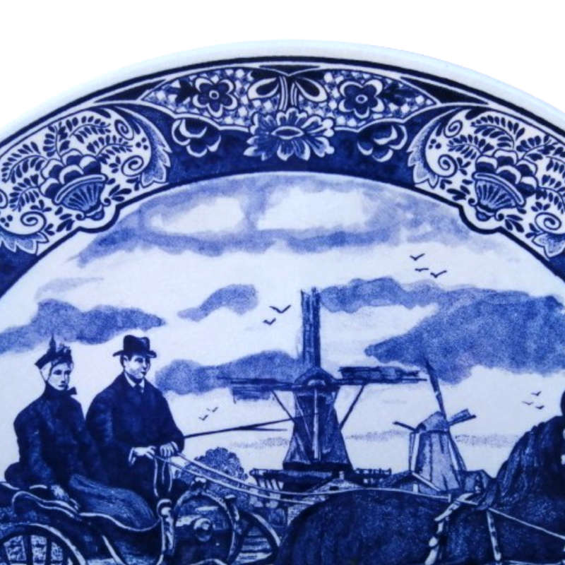 Delft Chemkefa Delfts Blauw Horse and cart Windmill ceramic wall hanging plate