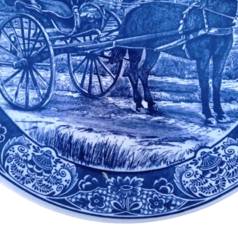 Delft Chemkefa Delfts Blauw Horse and cart Windmill ceramic wall hanging plate