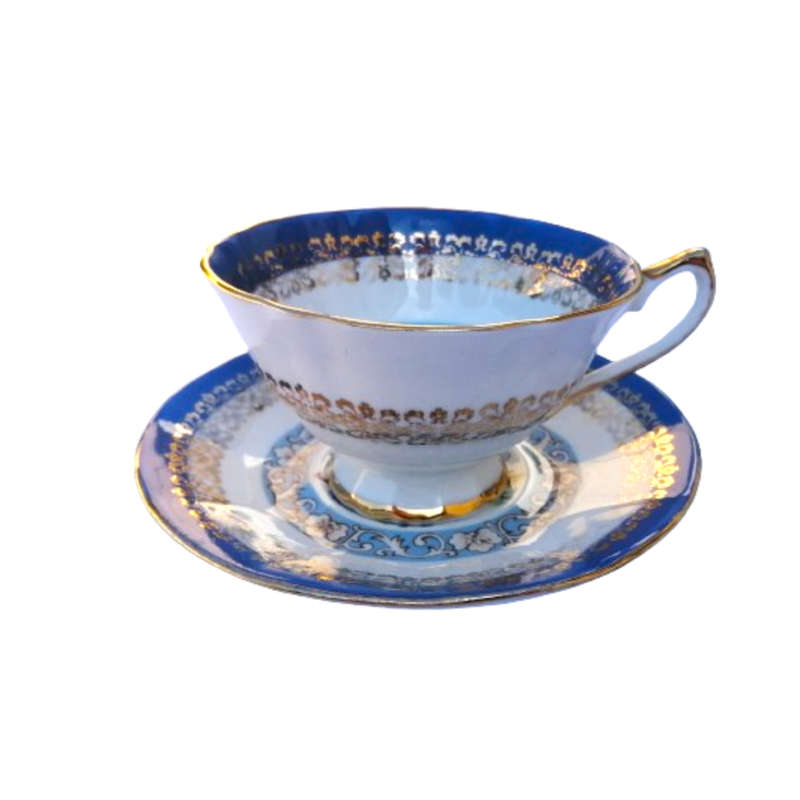 Versailles Elizabethan Staffordshire Blue and Gold Footed duo