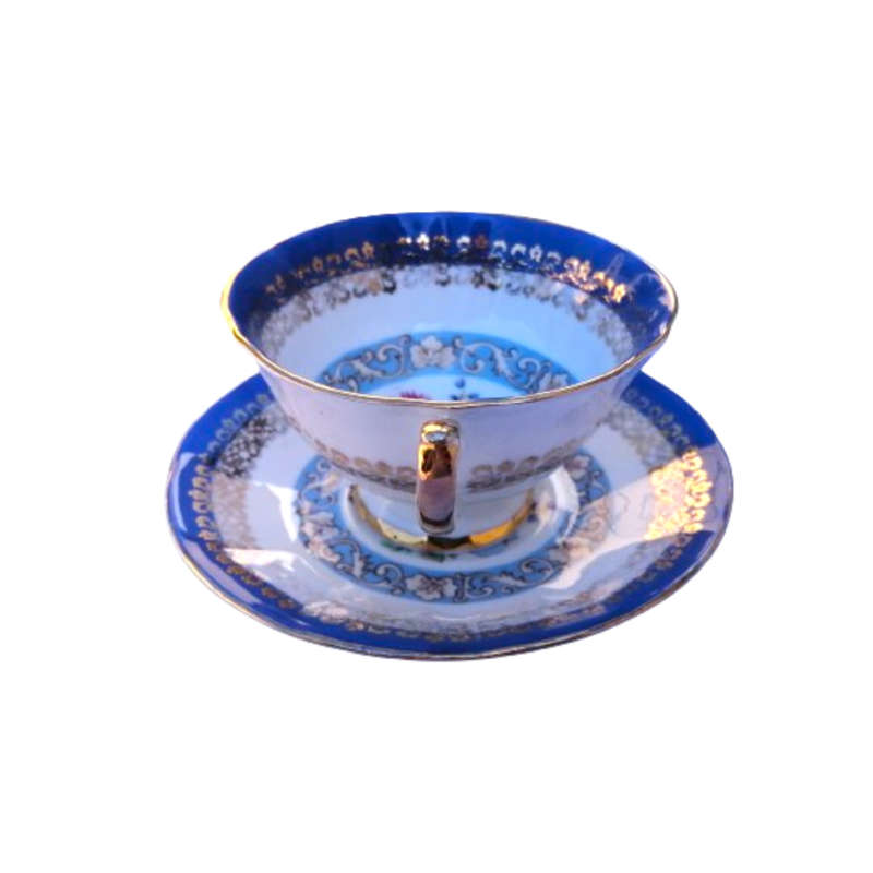 Versailles Elizabethan Staffordshire Blue and Gold Footed duo