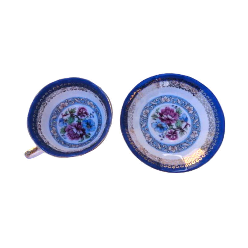 Versailles Elizabethan Staffordshire Blue and Gold Footed duo