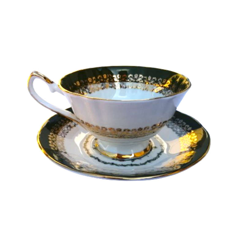 Versailles Elizabethan Staffordshire Green and Gold Footed duo