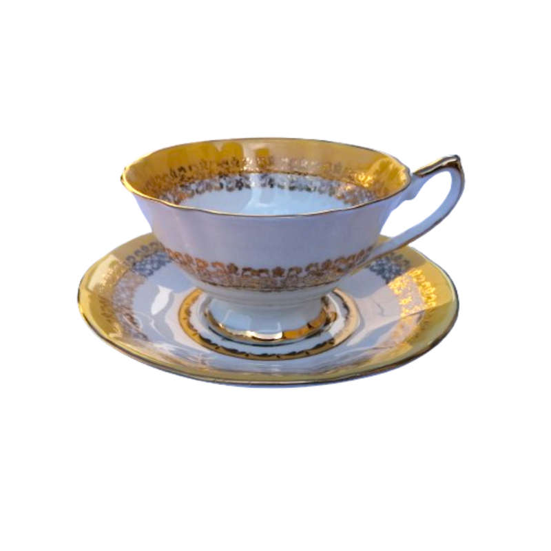 Versailles Elizabethan Staffordshire Yellow and Gold Footed duo