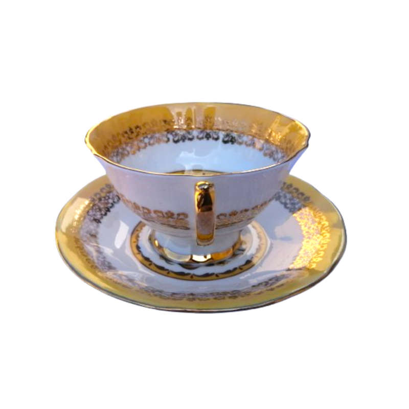 Versailles Elizabethan Staffordshire Yellow and Gold Footed duo