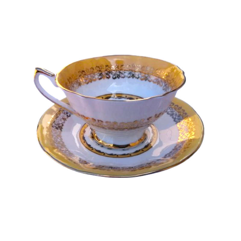 Versailles Elizabethan Staffordshire Yellow and Gold Footed duo