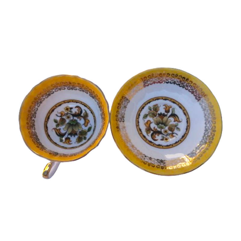 Versailles Elizabethan Staffordshire Yellow and Gold Footed duo
