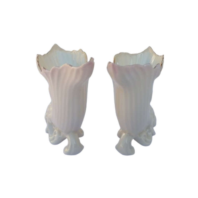 Belleek Ireland Fine Porcelain Gold Trim Fermanagh Spill Vases