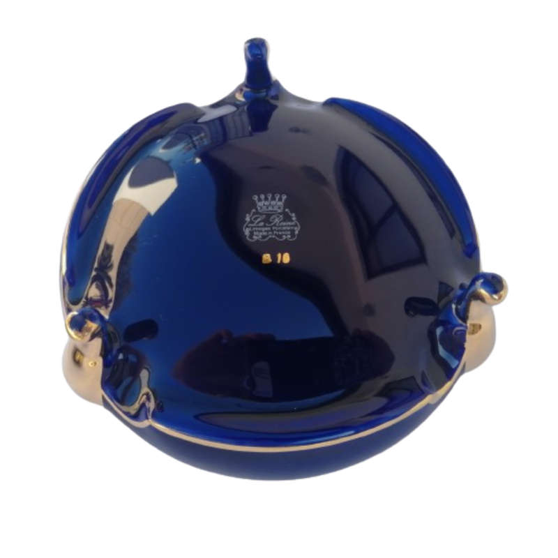 Limoges France Cobalt Cobalt Blue and 22k Gold Large Footed Trinket box
