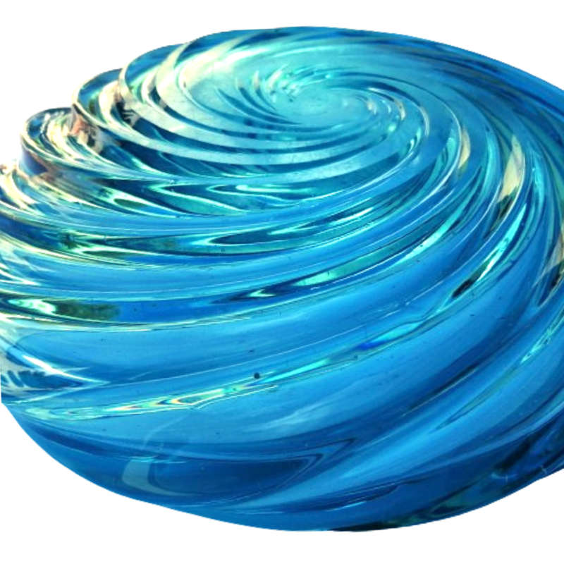 Vintage Large Turquoise Blue Murano Round Glass Bowl