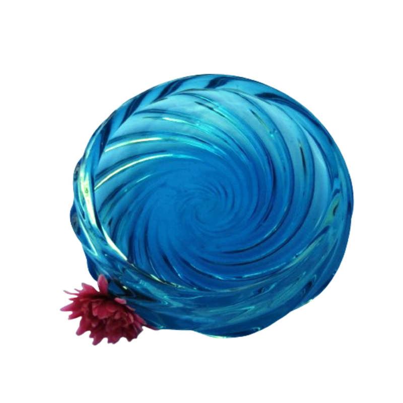 Vintage Large Turquoise Blue Murano Round Glass Bowl