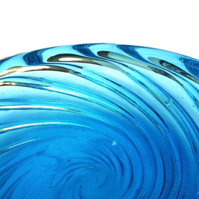 Vintage Large Turquoise Blue Murano Round Glass Bowl