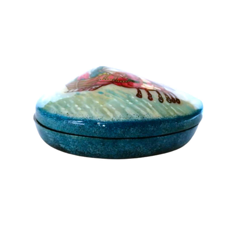 Russian Black lacquer Paper mache Mother of pearl Trinket box