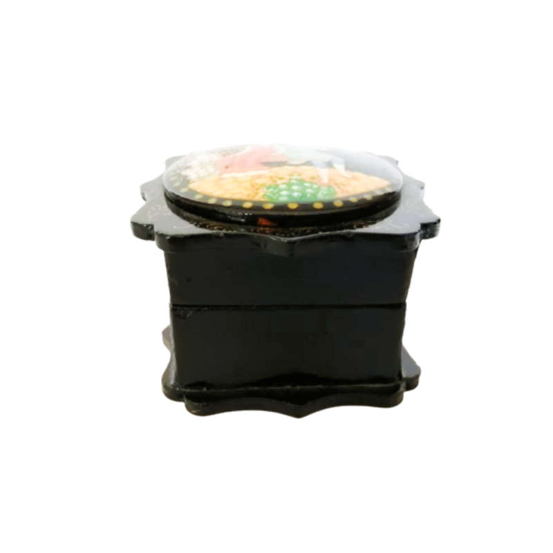 Russian Black lacquer Courting Couple Trinket box