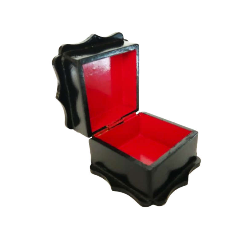 Russian Black lacquer Courting Couple Trinket box