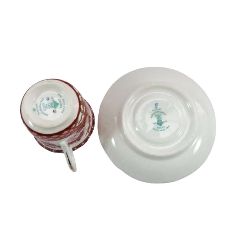 Crown Staffordshire Porcelain Chinoiserie Coffee Cup and Saucer Duo
